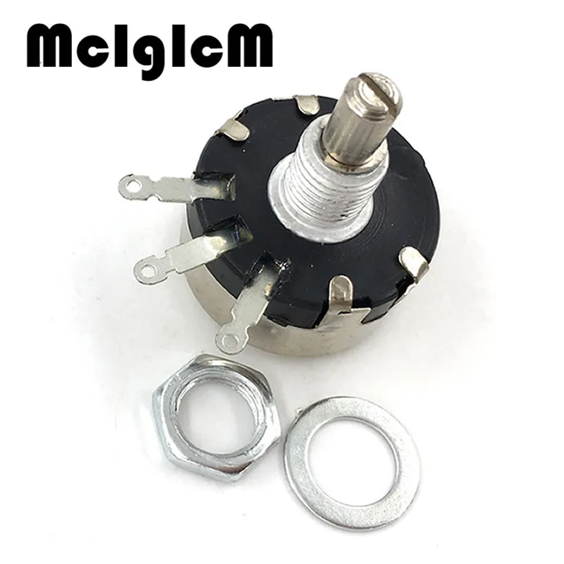 50pcs WX110(010) 6mm Round Metal Shaft Single Turn Wire resistor Wound Potentiometer 1k 2.2k 3.3k 4.7K 5.6k 6.8k 10k 22k ohm