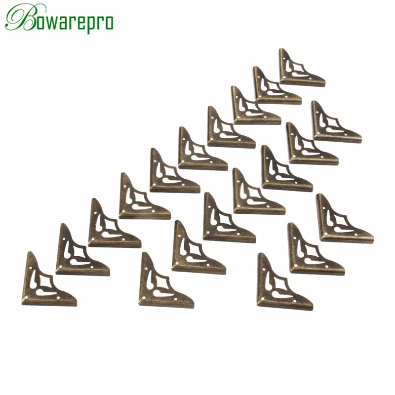 Bowarepro 20 шт. Античная бронзовая бижутерия угловая ножка Деревянный чехол