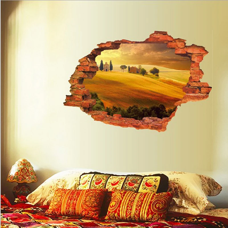 

3D Wall Stickers Beautiful Desert Village PVC Washable Wall Decals