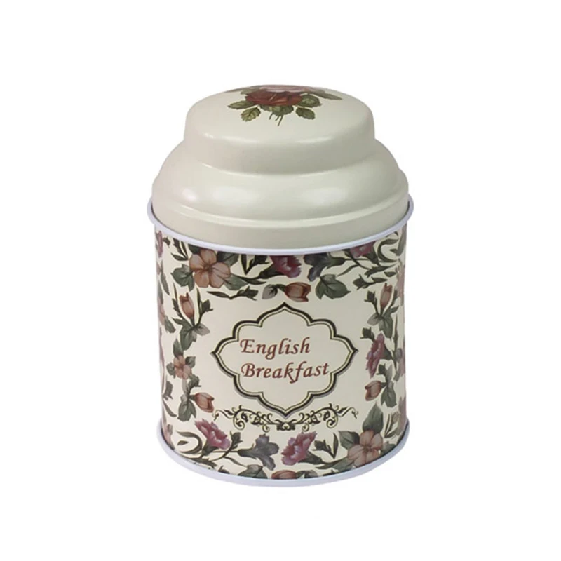 

Vintage Style Print Flower Series Metal Tea Box Cute Tin Box Round Home Storage Case Iron Candy Container Gift