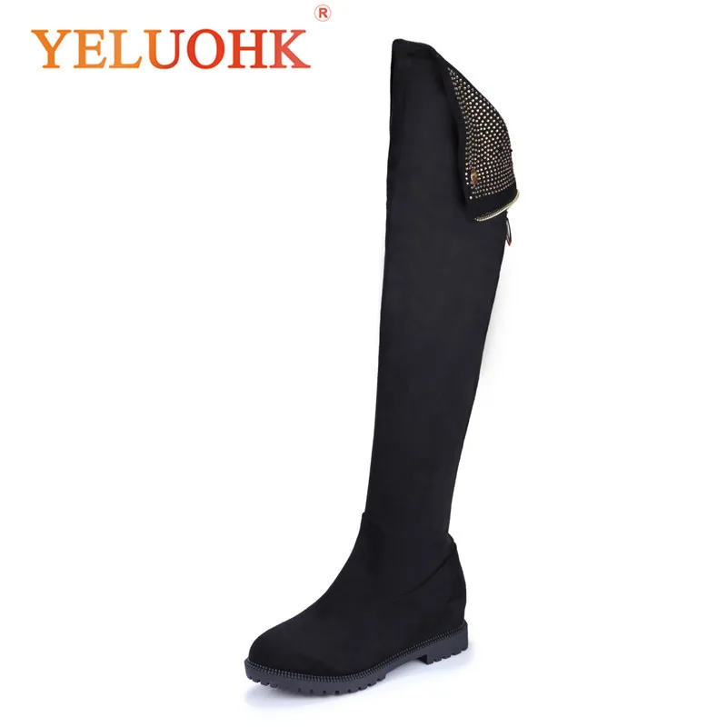 

34-45 Thigh High Boots Heel 5 CM Women Winter Boots Big Size Women Winter Shoes