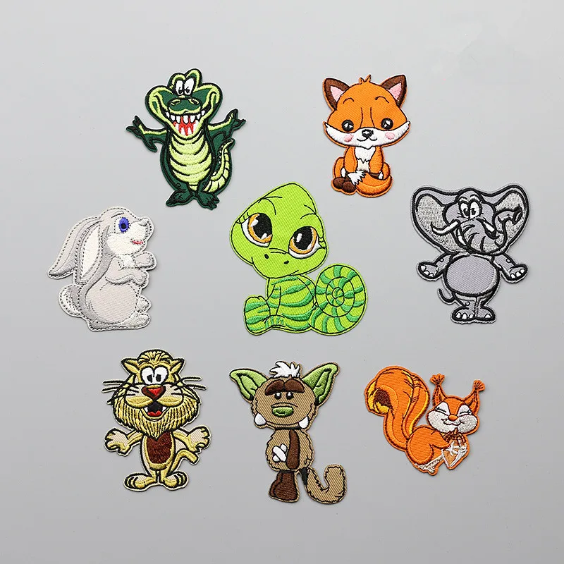 

1PCS Embroidery Squirrel Fox Patch Iron on Patches for Clothing DIY Stripes Clothes Planet Stickers Universe Applique
