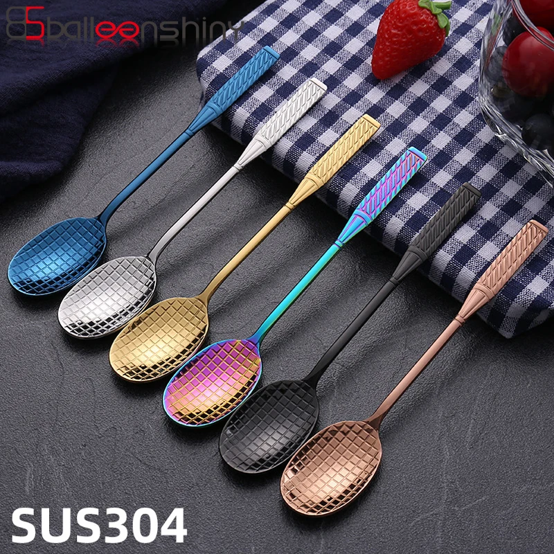 

BalleenShiny Stainless Steel Coffee Stir Spoon Creative Badminton Shape Cake Dessert Honey Scoop Kitchen Tableware Decor Gift