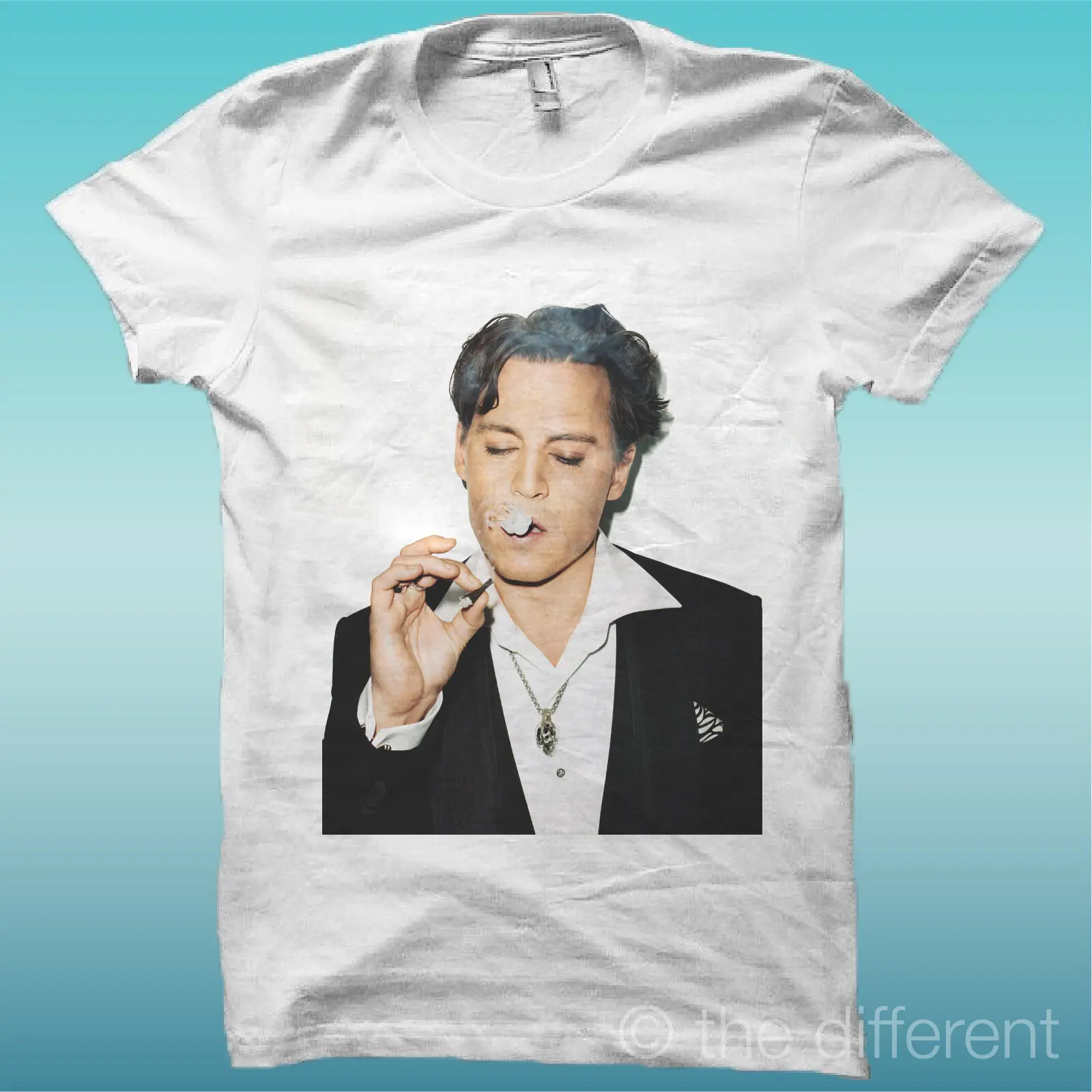 Футболка &quotJohnny Depp Smoke&quot Weiß The happness Is Have My t-shirt футболка с короткими рукавами NeuDesign