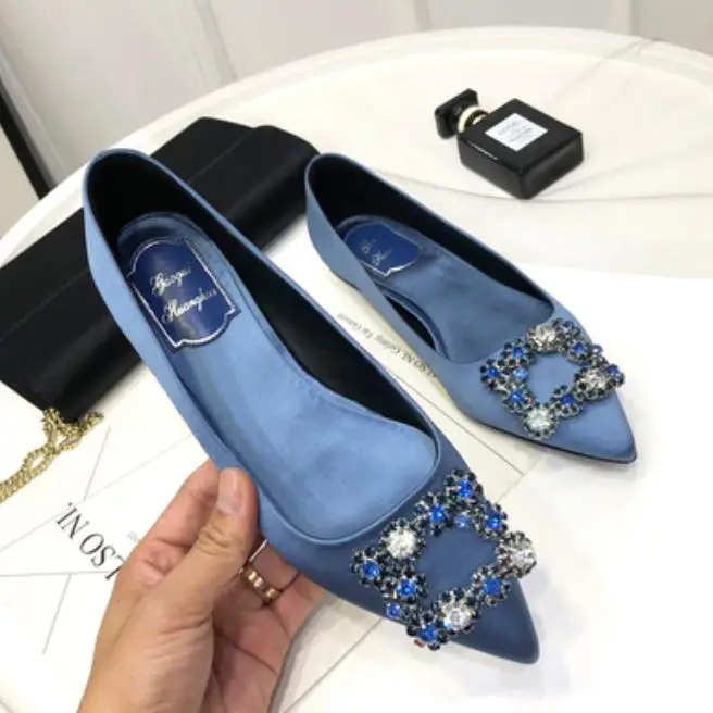 

Spring and fall 2019 new diamond satin flats with pointed toes for women's shoes