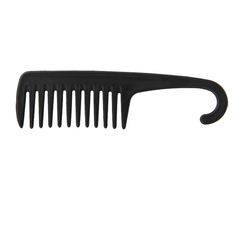 Black Plastic Hair Brush Wide Tooth Comb With Hanger Anti Static