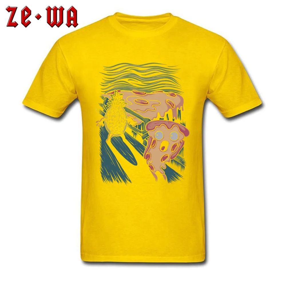 Pizza Nightmare 100% Cotton Tops Shirts for Men Casual Tshirts Funny Fashion O-Neck T Shirts Short Sleeve Free Shipping Pizza Nightmare yellow