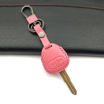 

Top layer leather for Mitsubishi colt lancer outlander grandis pajero sport car key chain remote car key cover case 2 buttons