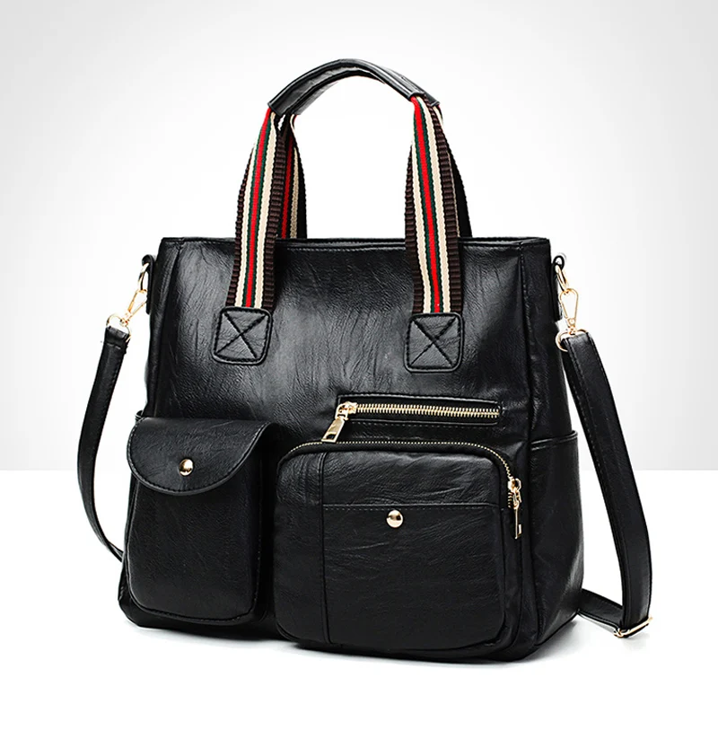 Черная Женская сумка через плечо, много карманов, сумка-мессенджер, женская сумка из искусственной кожи, женская сумка, сумка, основная женская сумка