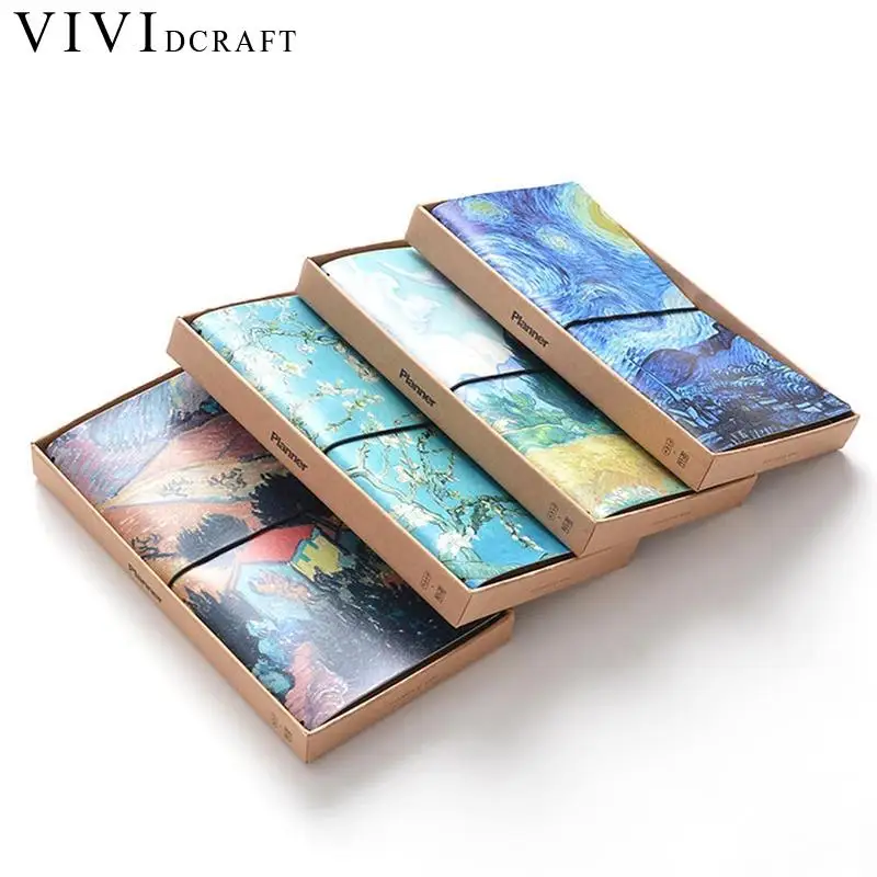

Vividcraft School Supplies Van Goah Painting PU Leather Cover Planner Notebook Diary Book Exercise Composition Binding Note