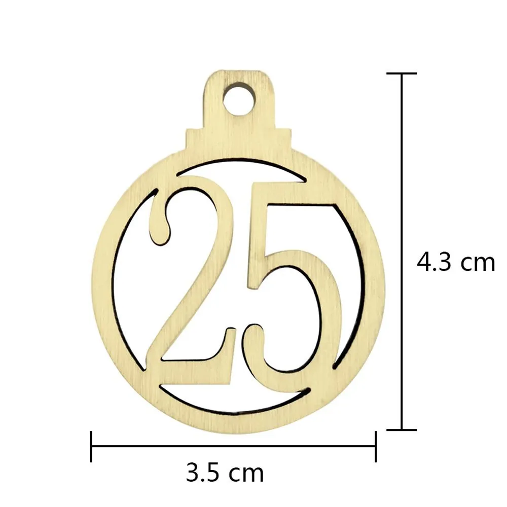25 шт. Рождественский календарь 1-25 деревянные цифры рождественский обратный отсчет орнамент DIY Подарочные бирки стационарный подвесной кулон домашний декор подарки