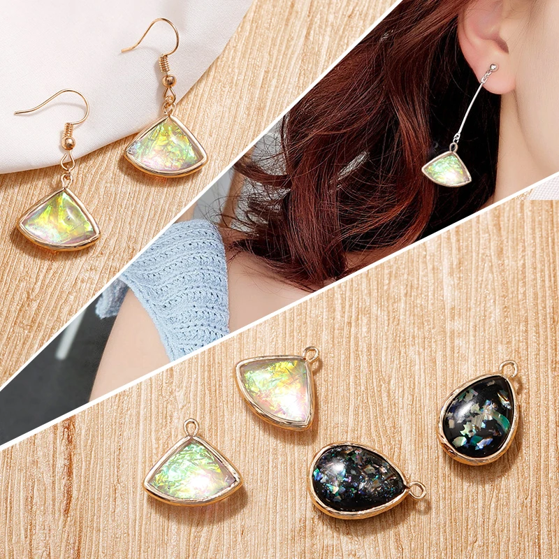 

Shell Drop Oil Magic Color Pendant Alloy DIY Handmade Earrings Making Accessories Jewelry Finding Material 4pcs