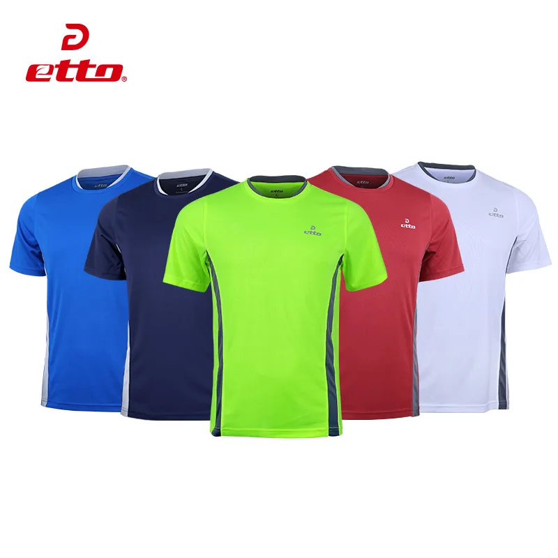 

Etto Quality Men Sports Breathable Leisure Training Short Sleeve Soccer Jersey Tops Football Team Uniform Training Shirts HUC041