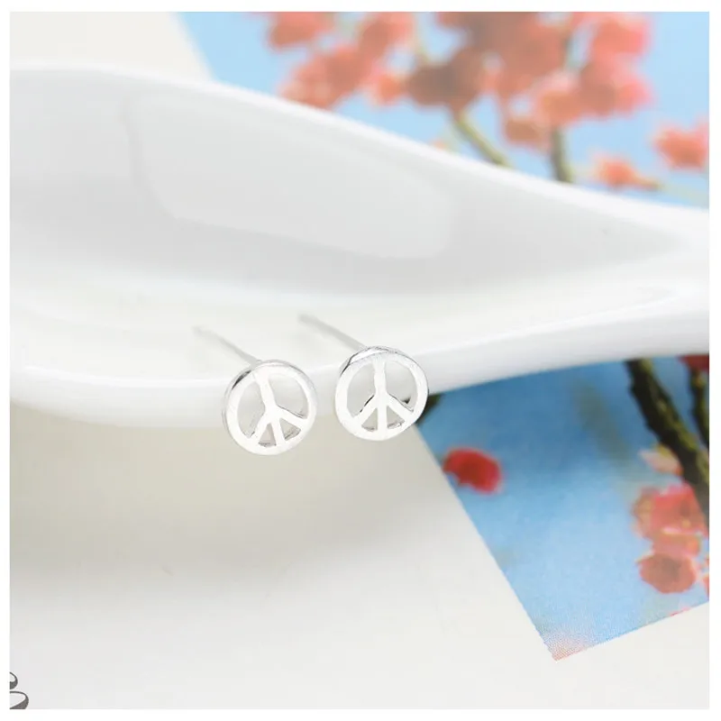 MIESTILO Tiny 5 мм Love Peace Настоящее серебро 925 пробы серьги Ретро стиль Круглые CND