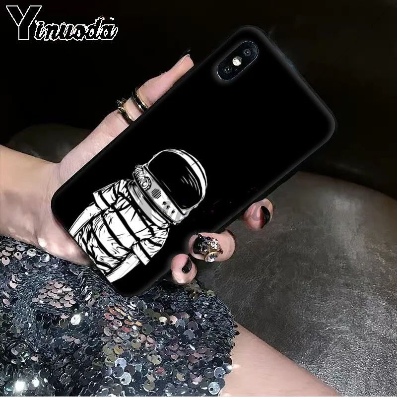 Black With White Moon Stars Space Astronaut