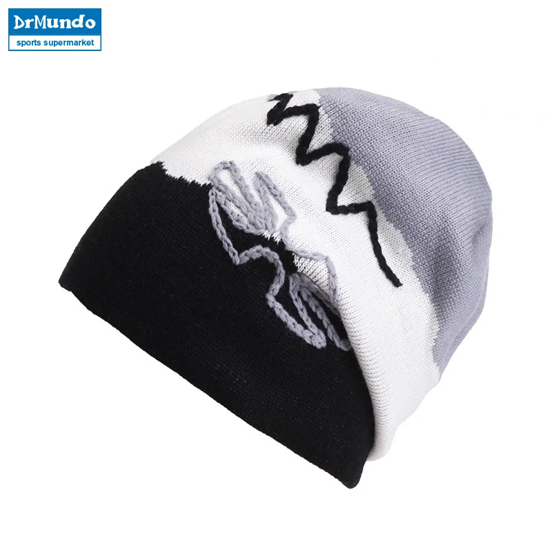 Новинка, двухсторонняя Кепка, зимняя шапка, лыжная шапка, вязаная зимняя полосатая шапка для мужчин, теплая шапка