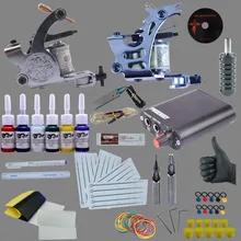 Completed Tattoo kit Cheap Tattoo Kit Tattoo Starter Kit 2 Tattoo Machines Guns Set 6 Color Inks Supply Set Equipment