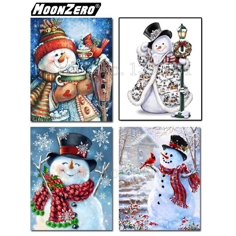 

DIY Diamond Painting Snowman Christmas Gift Hand Embroidered Square / Round Mosaic 5D Cross Embroidery Decoration Set WYZ181027