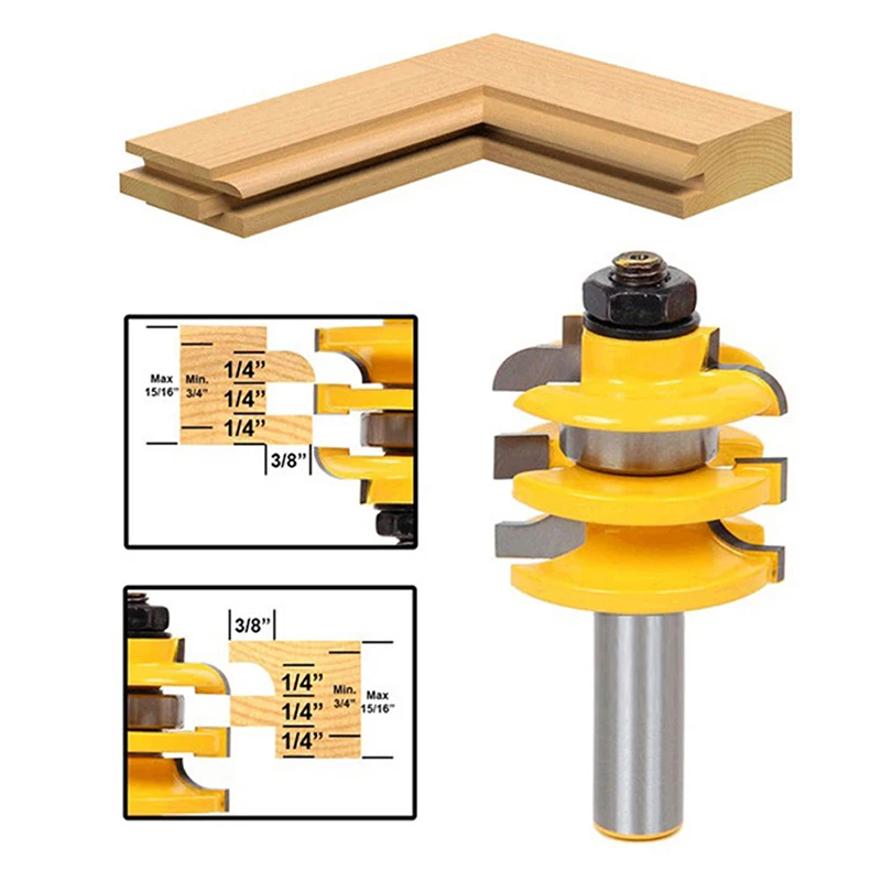 1/2" Shank Rail & Stile Router Bit Ogee Stacked