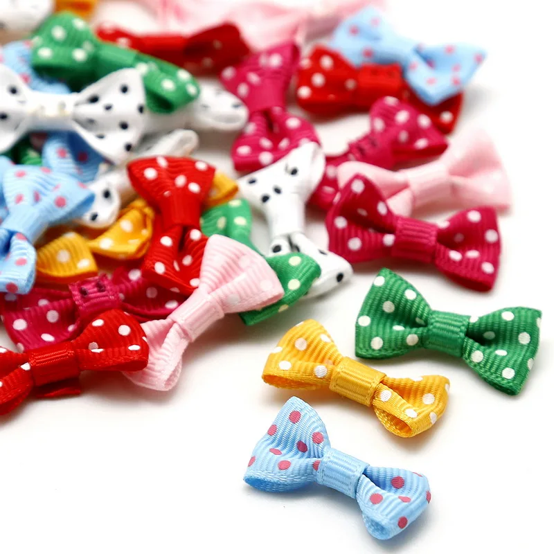 

25-50pcs 3x1.5cm Dots Ribbon Grosgrain Hair Bows DIY Handmade Applique Bow Ties Hair Accessories DIY Sewing Craft