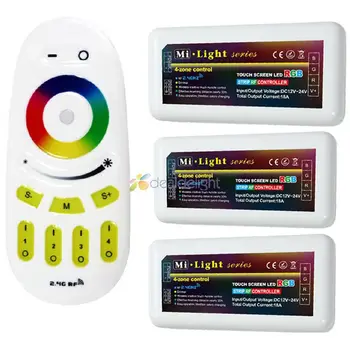 

2.4G Touch Wireless RF Remote+3x 4-Zone RGB LED Dimmer Controller For RGB Bulb Strip Light Free shipping