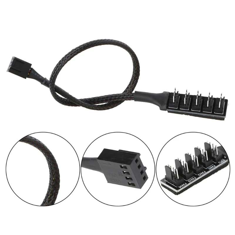 

1 To 5 4-Pin Molex TX4 PWM CPU Cooling Fan Splitter Adapter Braided Power Cable ide to Sata