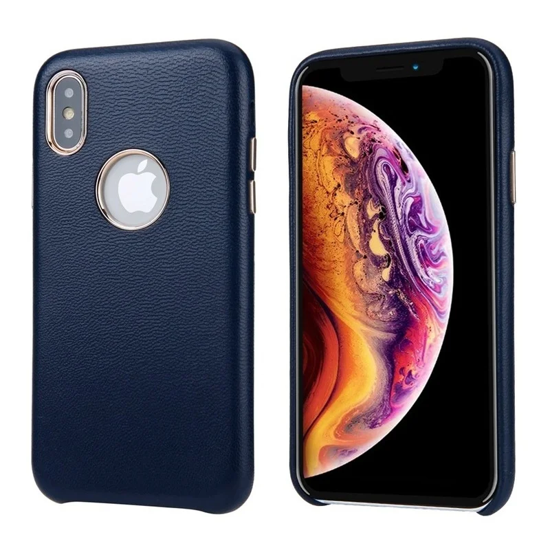 

Solque Genuine Leather Ultra Slim Case For iPhone XS Max Logo Hole Back Cover Luxury Real Leather Lamp Skin Mobile Phone Cases