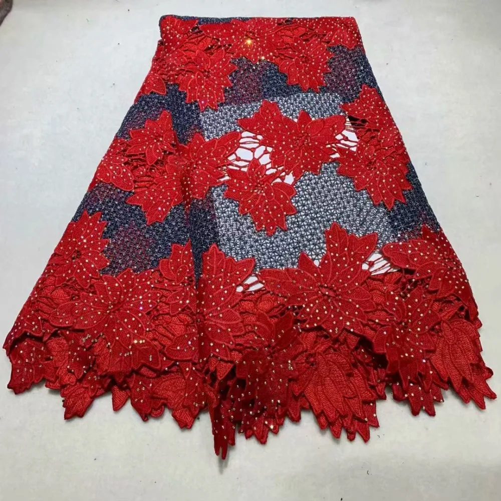 

high quality african double colour guipure lace fabric nice water soluble lace fabric with stones for dress dfno153
