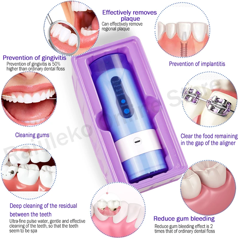 Стоматологический Ирригатор для полости рта портативный водный Флоссер 4 насадки Чистка носа снимает ринит 2200mAh USB Перезаряжаемый IPX7 водонепроницаемый
