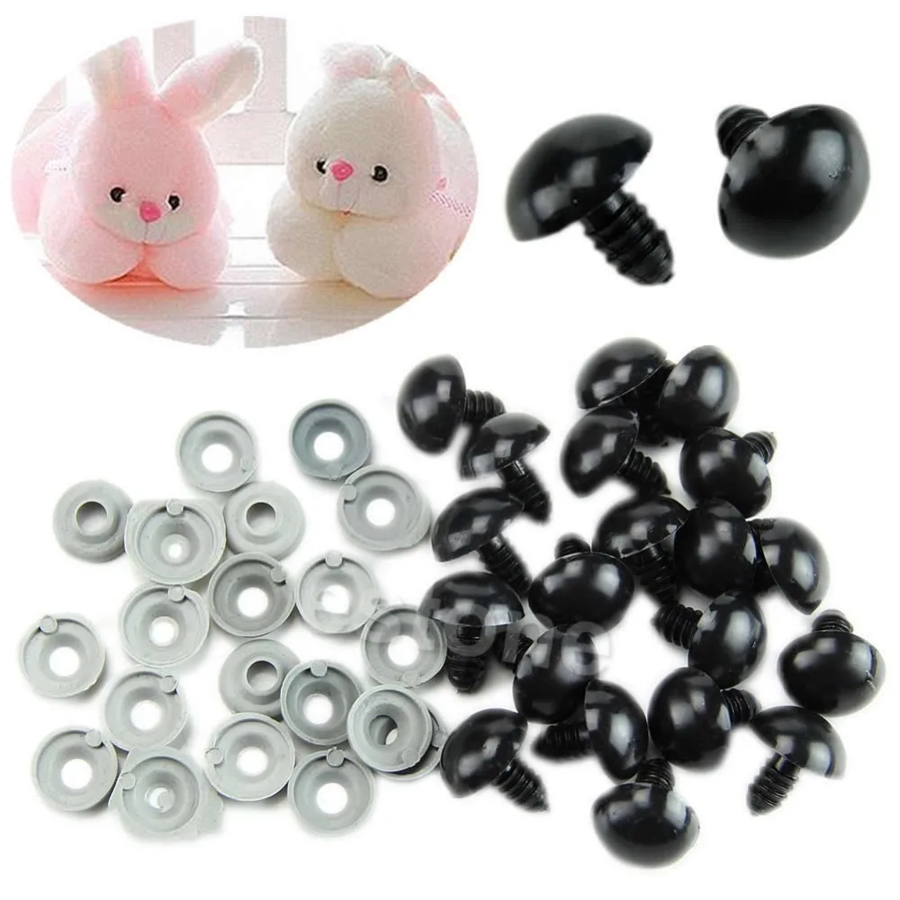 Black Plastic Safety Eyes For Teddy Bear/Dolls/Toy Animal/Felting,6