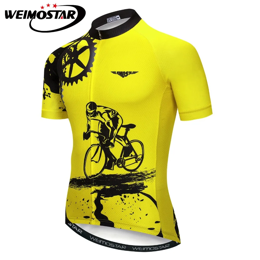 buy WEIMOSTAR Men Cycling Jersey Gear Bicycle Clothing Ropa Ciclismo Short Sleeve Bike MTB Cycling Shirts Sportswear Clothes Yellow