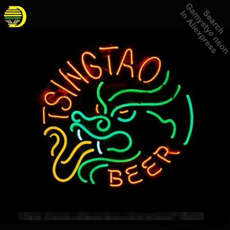 TSINGTAO неоновый знак медведя Drage неоновый сигнал лампы Настоящее стекло трубки неоновые огни отдыха клуб паба знаковых рекламный знак персонализированные