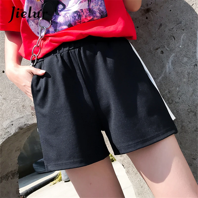 

Jielur Hipster Loose Comfortable High Street Shorts for Women Fashion Korean Shorts Summer High Waist Short Black M-XXL Dropship