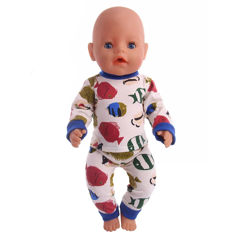 

Cute Fish Pattern Homewear Pajamas Set Wear fit 18inch Doll& 43cm - doll clothes accessories