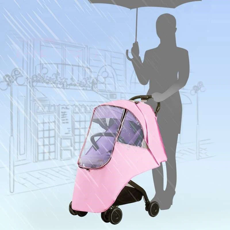 

Baby Stroller Waterproof Rain Cover PVC Stroller Accessories Universal Wind Dust Shield With Windows For Strollers Pushchairs