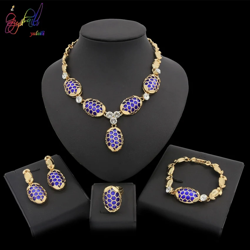 

Yulaili Water Drop Shape Opal Jewelry Sets Necklaces Bracelet Earrings & Ring Bohemia Wedding Jewelry Gifts Six Color Choice