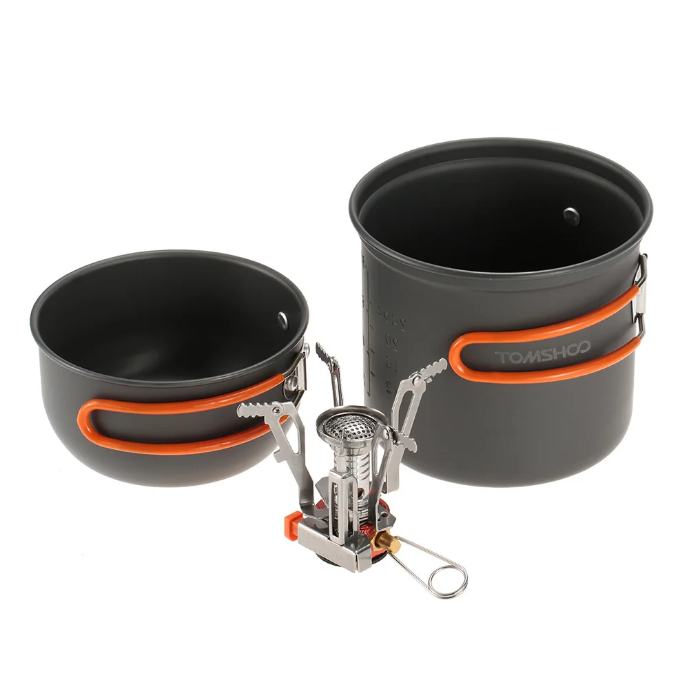 TOMSHOO al aire libre pote utensilios conjunto estufa de Camping estufa plegable senderismo estufa de Gas al aire libre Backpacking cocina Picnic cocinar conjunto