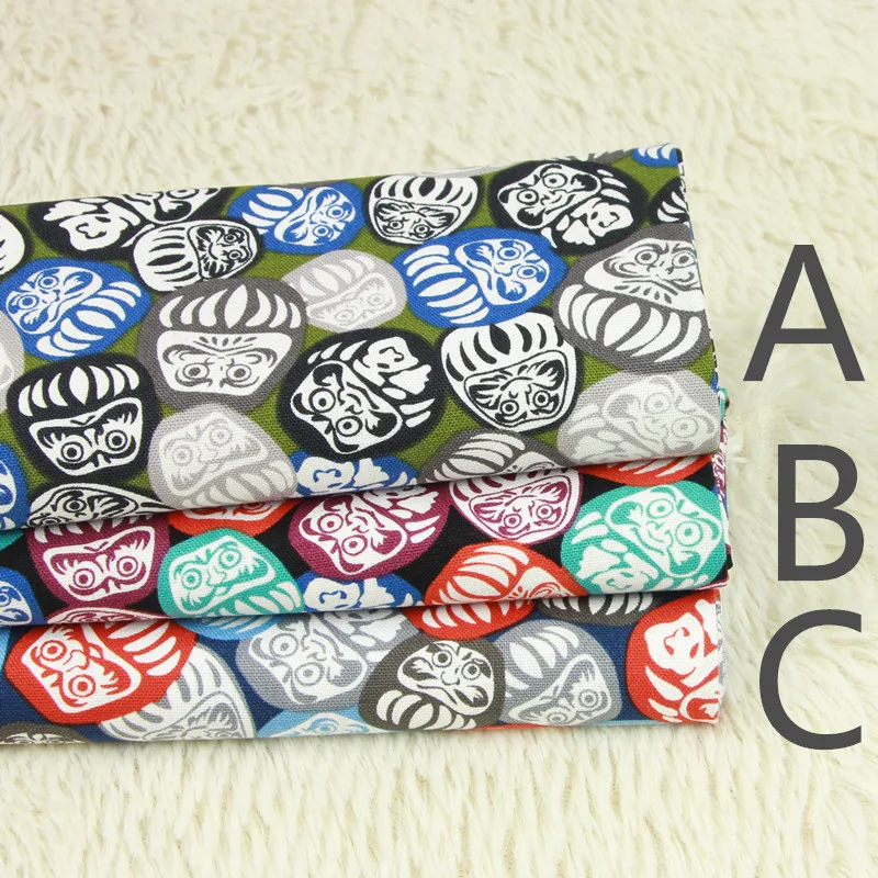 

Original Design 3 Colors Japanese Traditional Culture Daruma Doll Buddhism Cotton Fabric by Yard/(Width:43"/110cm)