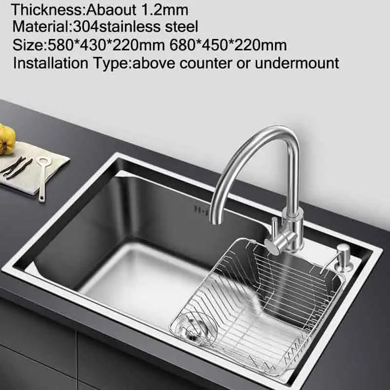 kitchen sink above counter or udermount sinks vegetable washing basin stainless steel single bowl 1.2mm thickness sinks kitchen kitchen sink above counter or udermount sinks vegetable washing basin stainless steel single bowl 1.2mm thickness sinks kitchen