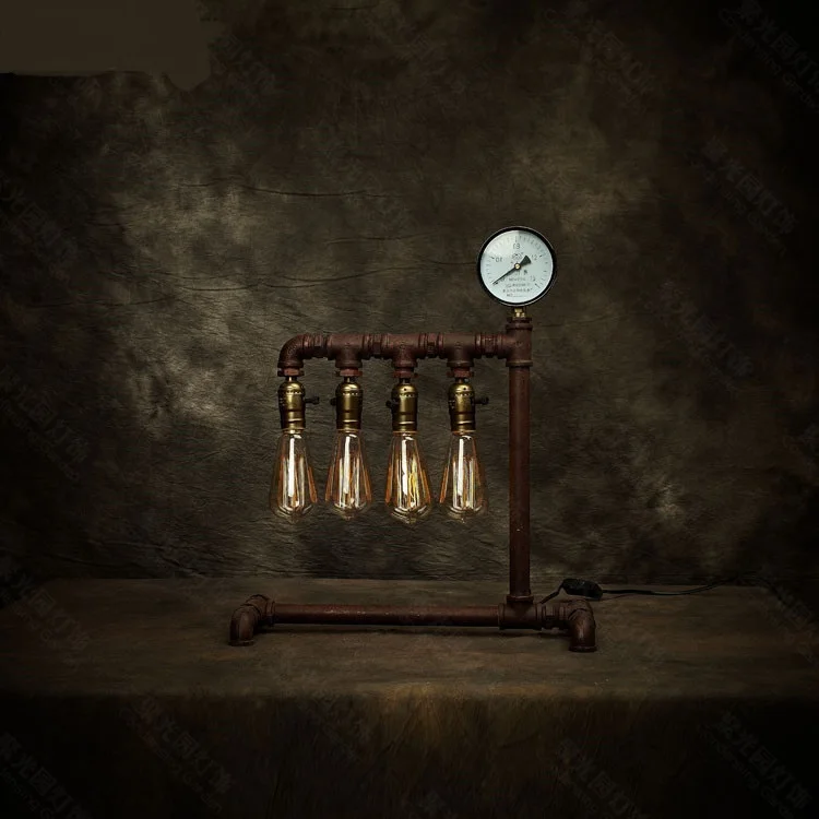 

decoration Table Lamps balcony bedroom restaurant coffee bar industrial water pipe iron four adjustable light desk lamps LU8015