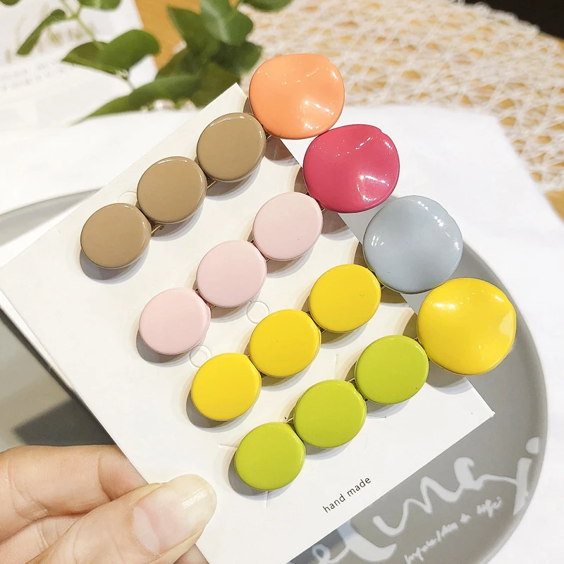 

New Style Hair Clips for Girls Barrette Candy Color Irregular Geometric Acrylic Round Bead Hairgrips Hair Accessories For Women