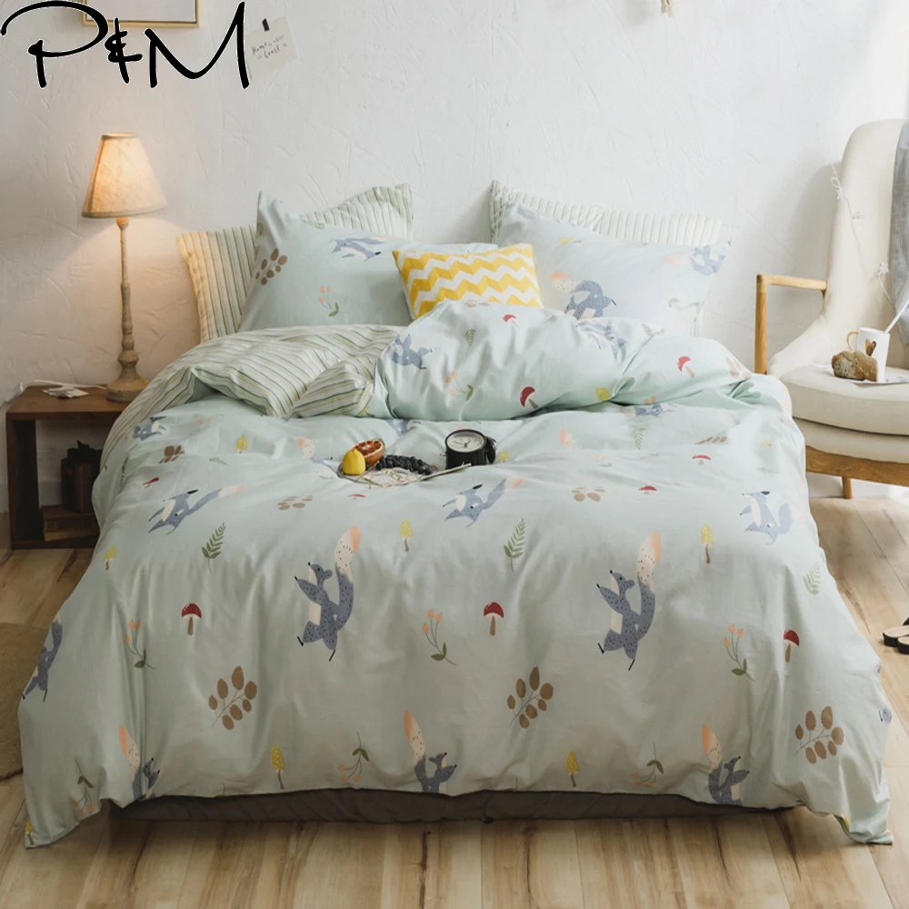

PAPA&MIMA Squirrel animals kids Cartoon Pattern bedding sets Cotton Twin Double Queen size duvet cover bedsheet pillowcases