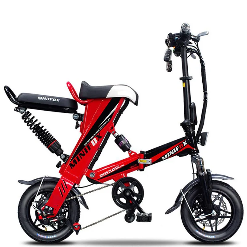

Foldable Electric Bike 36V 250w Cycle 16AH Lithium Battery Electric Bicycle Front and Back Disc Brake Double Seat Ebike