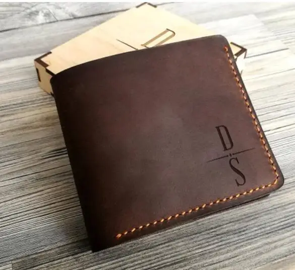 

Personalized name monogram Mens Wallet Leather Groomsmen husband Valentine's father's day boyfriend gifts Mens Wallets