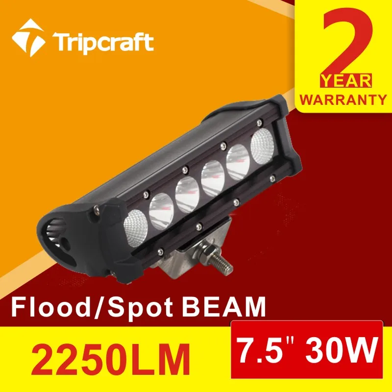 

2pcs 7.5inch OFFROAD LED LIGHT BAR 30W 2250lm Spot/Flood/Combo for trucks, SUV, ATV, boat ,4x4 wokr led light