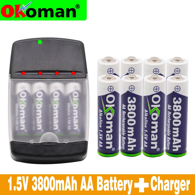 Okoman AA 3800mah 1 5 V Щелочная перезаряжаемая батарея для Светодиодный светильник