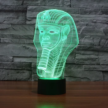 

LED Entertaining Pharaoh 7 Changing Colors 3d illusion night lamp
