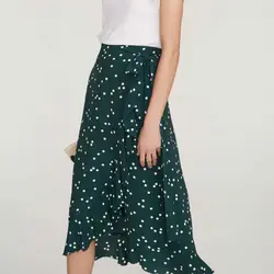 Лето 2019 г. для женщин юбка шифон повседневное dot печати лук декоративная ткань для юбки