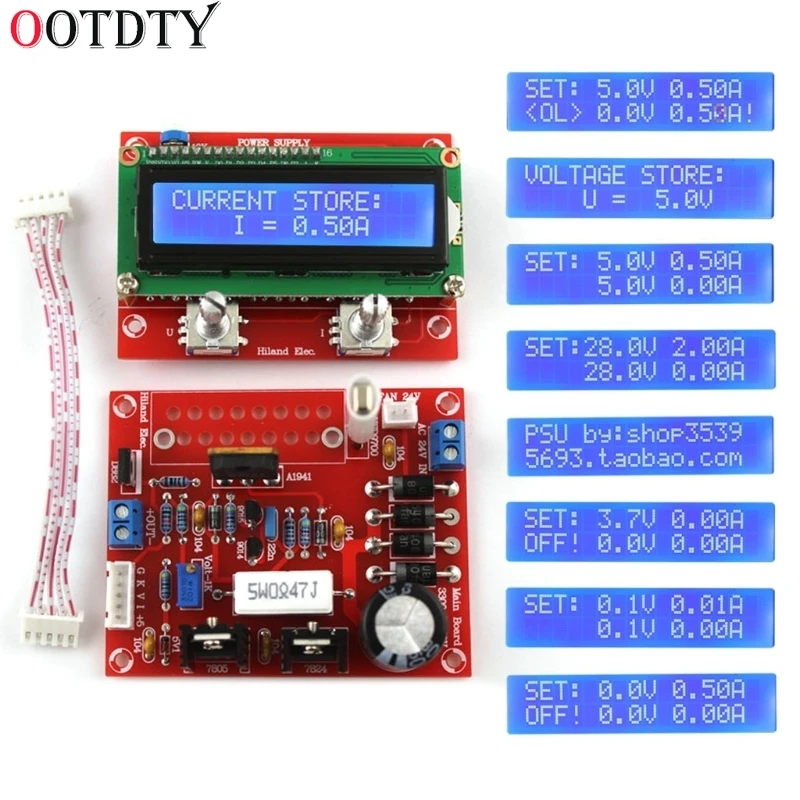 0-28V 0,01-2A Регулируемый DC Регулируемый источник питания DIY Kit ЖК-дисплей регулируемая мощность kitкороткого замыкания/тока-предельная защита