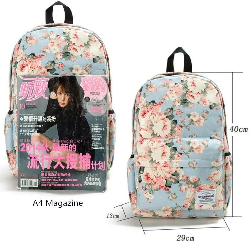 Mochila de viaje con estampado Floral clásico de Miyahouse para mujer mochila escolar de lona para adolescentes mochila de gran capacidad para mujer